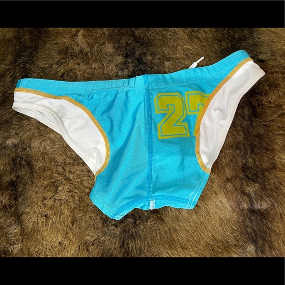 New Seobean bikini swim trunks Teal White & Gold - Picture 5 of 8